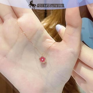 Onetimingfine Hoa Đào Vòng Cổ Mặt Dây Chuyền Hoa Hồng Ngọt Ngào Dễ Thương Cổ Dây Xích Sáng Bóng Zircon Xương Đòn Dây Xích Dành Cho Nữ Trang Sức Thời Trang Quà Tặng VN