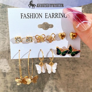 Onetimingfine Trái Tim Mới Trang Sức Nữ Ngọc Trai Khóa Bông Tai Sáng Tạo Cá Tính Bông Tai Bộ Phụ Kiện Thời Trang VN