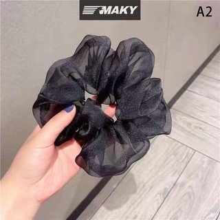 Newwellknownepic Lưới phản quang Quá khổ Scrunchies Dây buộc tóc cao su lớn Đàn hồi trơn VN