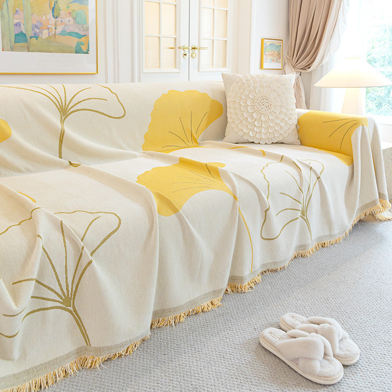 Vỏ sofa họa tiết lá bạch quả hiện đại, Chăn sofa chống trượt Chenille, Đệm sofa chống mài mòn chống trầy xước Thích hợp cho ghế sofa cắt hình chữ L / u