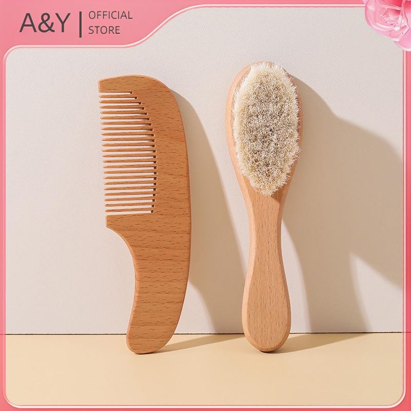 A & Y 2 Chiếc Chăm Sóc Cho Bé Tóc Len Bàn Chải Gỗ Sồi Lược Massage Sơ Sinh Cho Bé Bộ Quà Tặng Tắm Tự Nhiên Bàn Chải Cho Bé.