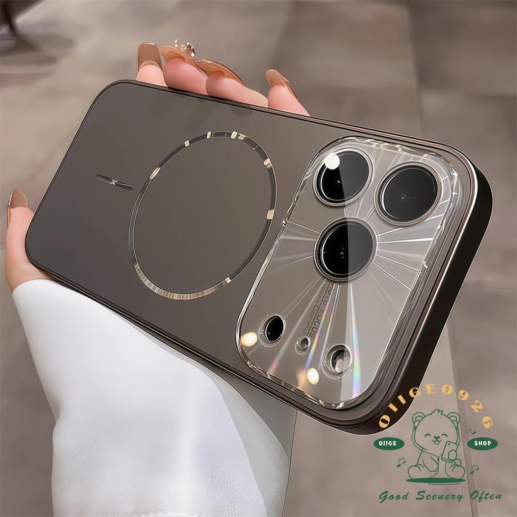 【 Ốp lưng iPhone17 】 Vỏ điện thoại từ tính mờ laser AG mạ cam iphone17 Pro Max 16 15 14 13 12 cho vỏ iPhone Vỏ mềm silicon TPU chống sốc
