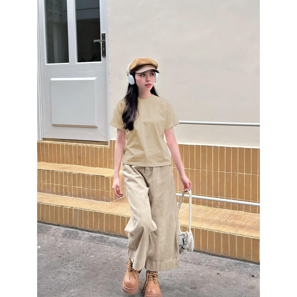 Áo Thun Baby Tee Trơn Cộc tay, Áo Phông Nữ Tay Zap Lăng Cổ Tròn Dáng Ôm BABY TEE Cotton 2 Chiều - A195