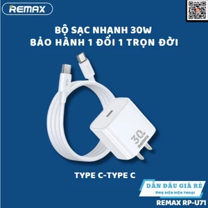 Bộ sạc Nhanh 30W Remax RP-U71 Cho l.P 15, 16 (Củ Sạc + Dây Sạc TYPE C - TYPE C) 2026