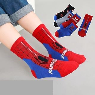 B44 Sét 5 đôi tất siêu nhân cổ cao (tất thường) cho bé trai từ 1-12 tuổi Cotton