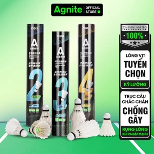 Quả cầu lông Agnite chính hãng, ống cầu 12 quả cầu lông vũ siêu bền, chịu va đập tốt