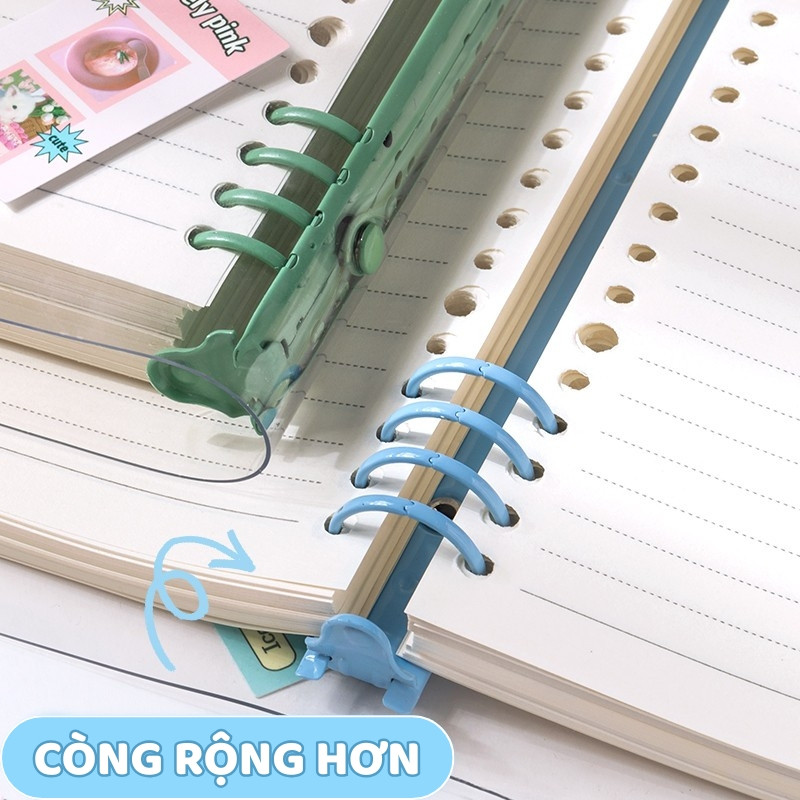 Sổ Còng Thay Giấy Trong Suốt A5 Kèm Sticker Trang Trí – Sổ Ghi Chép, Planner, Bullet Journal Dễ Thương