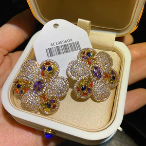 Hàn Quốc Thời Trang Hàn Quốc Hoa Sang Trọng Tính Khí Tinh Tế Bông Tai Zircon Bán Buôn
