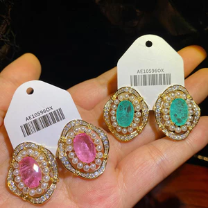 Bông tai thanh lịch ngọc trai Zircon sang trọng tinh tế thời trang Hàn Quốc Bán buôn