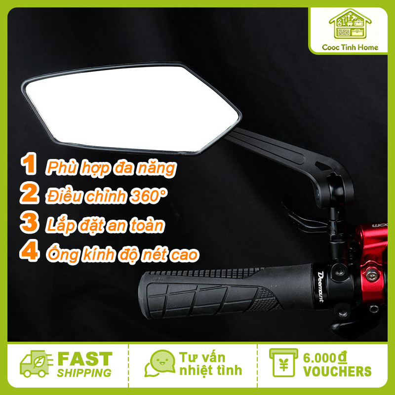 Gương chiếu hậu xoay 360 độ, gập linh hoạt, dùng cho xe đạp – xe máy – xe điện, kiểu thể thao thời trang