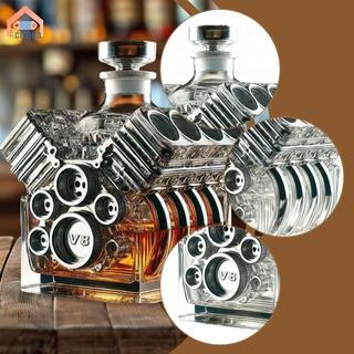 Xe V8 Hình Động Cơ Whisky Chai Rượu Bình Đựng Đồ Ăn Độc Đáo Nhà Hàng Trong Suốt Bình Cho Rượu Bourbon Brandy