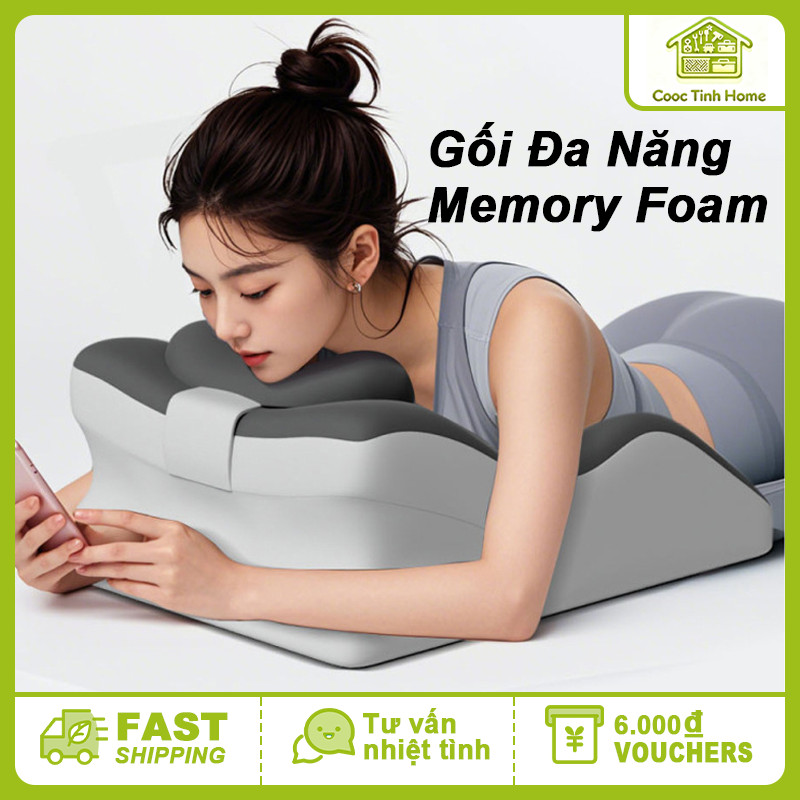 Gối Đa Năng Memory Foam – Giảm Đau Vai Gáy, Hỗ Trợ Ngủ Ngon, Kê Chân Thư Giãn, Thiết Kế Êm Ái Thoải Mái