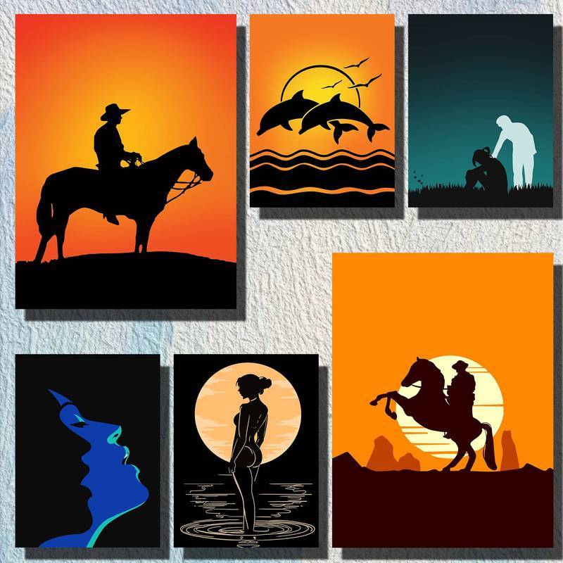 Phong Cách Silhouette Người Tranh Canvas Cho Không Gian Ấm Áp Nghệ Thuật Trang Trí Tường Nhà Canvas Poster
