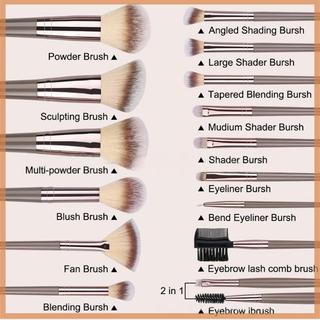 [savemoneyeveryday] 7 / 15 Chiếc Mỹ Phẩm Cọ Trang Điểm Phấn Mắt Kem Nền Đường Viền Blusher Nâu Dụng Cụ Làm Đẹp Cho Nữ [vn]