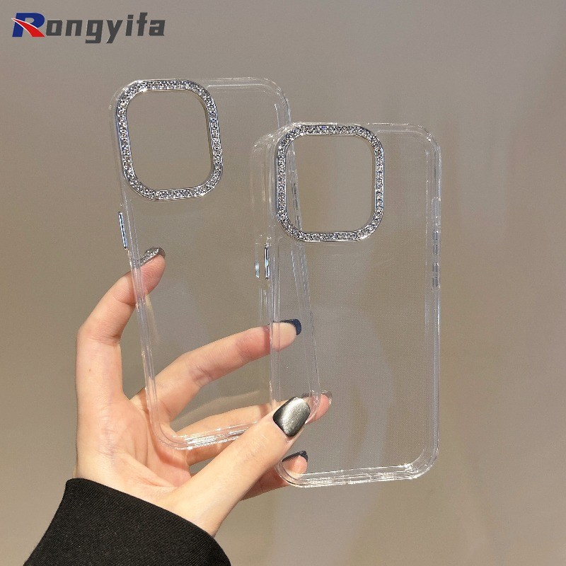 Khung Kim Cương Giả Trong Suốt Cho Xiaomi 17 15T 15 14T 14 Civi 13T 13 12T 12 12X 12S 11T Mi 11 10i 10T Civi 5 4 3 2 Pro Max Ultra Lite Bảo Vệ Ống Kính Ốp lưng Mềm