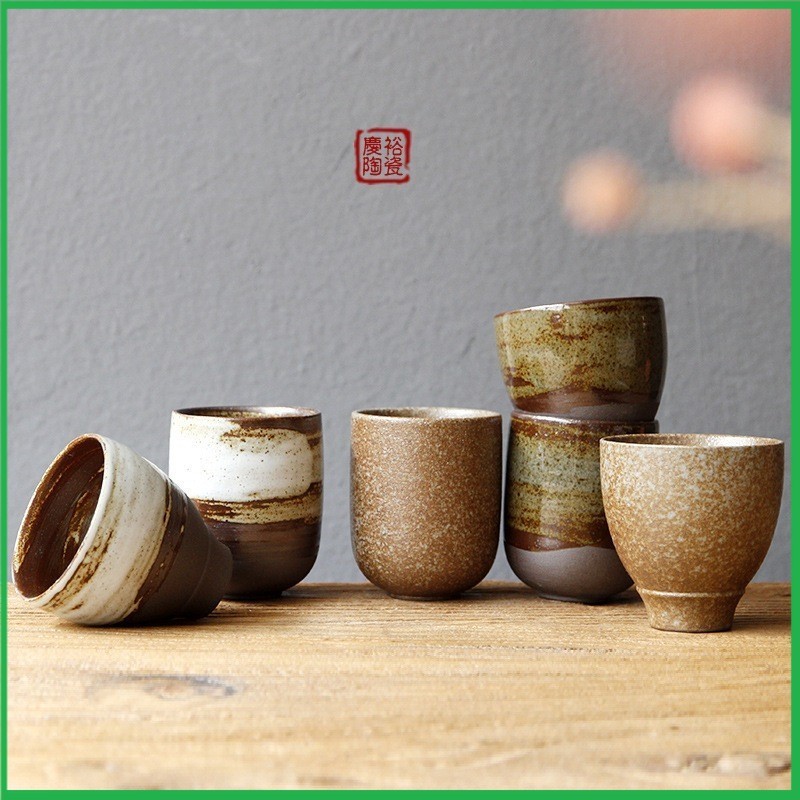 Cốc, Chén Sứ Men Tro Nung Củi Dùng Thưởng Trà Matcha (Làm Thủ Công Phong Cách Nhật Bản)
