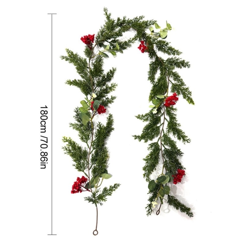 SHI Ngày lễ Greenery Vine Berries Pinecones Vòng hoa Cửa tường Trang trí lễ hội