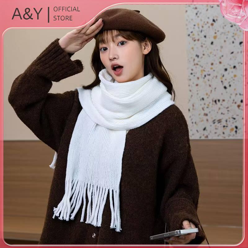 Khăn quàng cổ cashmere nữ, dày và ấm áp, phù hợp mùa đông, thiết kế cổ điển màu trơn.