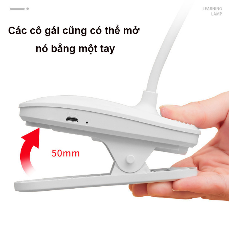 Đèn Học LED Để Bàn Kẹp Sạc – Ánh Sáng Trắng Vàng, Bảo Vệ Mắt Cho Học Sinh Và Đầu Giường Ngủ
