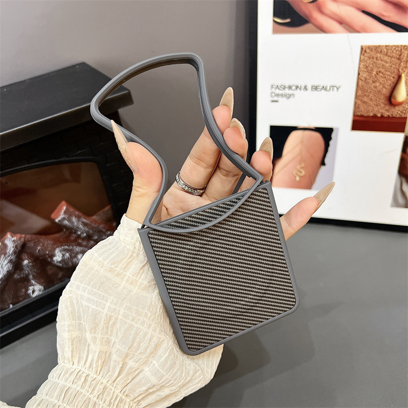 Dành Cho Samsung Galaxy Z Flip 7 7FE Z Flip 6 Z Flip 5 Z Flip 4 Z Flip 3 5G Kết Cấu Sợi Carbon Sạc Không Dây Từ Tính Ốp Lưng Mềm Chống Sốc