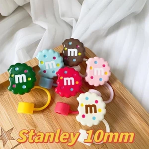 Phong Cách Mới Đường Kính Lớn 10 Mm Bánh Quy Hoạt Hình Dễ Thương Nắp Ống Hút Silicon Chống Bụi Rò Rỉ 79RQ