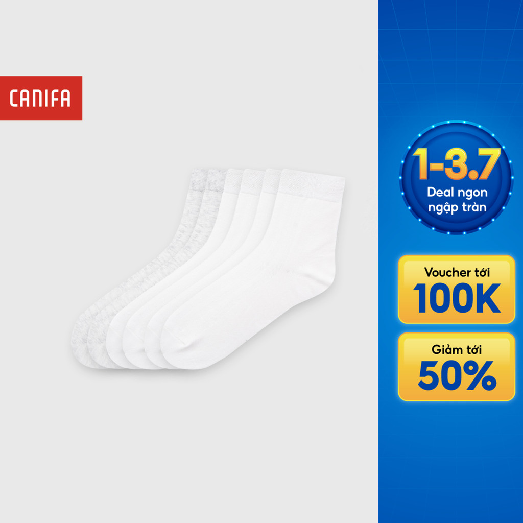 Pack 3 đôi tất nam CANIFA cổ cao chất liệu cotton thấm hút thoáng khí 8AX26A002