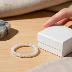 PNPIA- Opal Vòng Tay Pha Lê Nữ 8 Mm Đá Tự Nhiên Co Giãn Dây Trang Sức Bạn Gái Quà Tặng Thời Trang Hàng Ngày