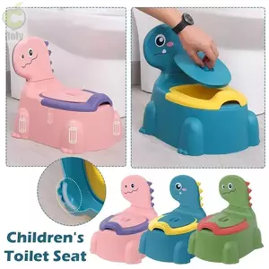 ROLY Baby Bô, Ghế tập đi vệ sinh dày dễ thương, Khủng long hoạt hình bằng nhựa có thể tháo rời Bồn tiểu cho bé