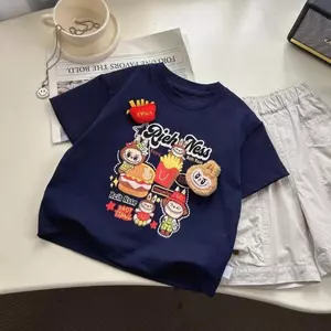 Áo thun ngắn tay búp bê ba chiều (90-150) Phong cách mới mùa hè Áo hoạt hình Hàn Quốc dáng rộng phong cách mới