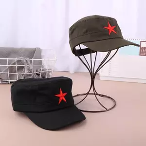 MAKY Màu Trơn Nam Nữ Mũ Cadet Tuần Tra Mũ Golf Lái Xe Ngôi Sao Đỏ Pentagram Mũ Thường Ngày VN