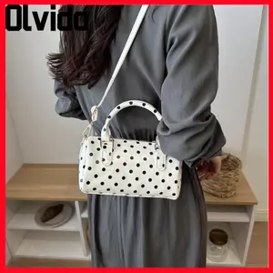 Túi đeo chéo OLVIDO, Túi đeo vai phong cách Hàn Quốc chấm bi, Túi Tote dây kéo bằng da PU cổ điển dành cho nữ