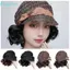 FUJIOU Tóc Giả Mũ Xoăn Ngắn, Phong Cách Hàn Quốc Tổng Hợp Nữ Mẹ Mũ Có Tóc Giả, Fasion Giả Lông Tơ Vô Hình Billycock Sóng Bob Tóc Giả Nữ