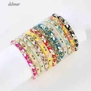 DELMER Vintage Cloisonne Lắc Tay, Men Hoa Lắc Tay, Bohemian Truyền Thống Dân Tộc Vintage Nữ Tay Vòng Tay Trang Sức