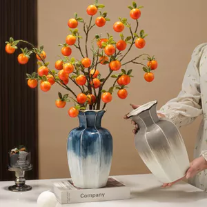 Bình gốm chuyển màu để trang trí nội thất Phòng khách Trang trí để bàn Phong cách cổ điển Thiết kế nội thất tối giản hiện đại Giọng mảnh Bình hoa Hộp đựng trang trí
