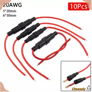 Vỏ cầu chì 1 / 10 chiếc, 250V với cáp dây 20AWG Giá đỡ cầu chì thủy tinh, Hộp cầu chì Loại vít 5X20mm 5 * 20mm 6 * 30mm Ống cầu chì