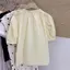 Áo sơ mi ngắn tay có dây buộc phong cách Pháp dành cho nữ Thiết kế mùa hè Cảm giác tính khí Áo thun siêu đẹp giảm tuổi