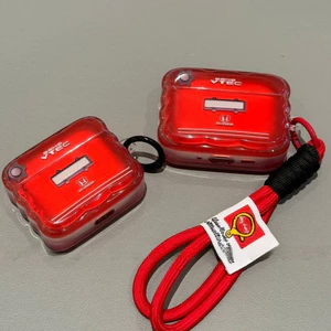 Hộp đựng tai nghe động cơ H có sẵn Thích hợp cho vỏ bảo vệ Airpodspro3 Màu đỏ trong suốt sáng tạo có dây buộc Thích hợp cho Airpods4 Chống sốc toàn diện chống sốc