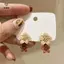 Bông tai Dangle hai màu nâu dành cho nữ Trang sức thời trang Hàn Quốc Tiệc cưới Cô gái Phụ kiện trang sức thanh lịch [Mina]