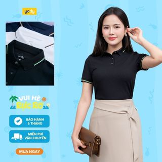 Áo thun polo nữ vải siêu co giãn YODY bo cổ dệt vải waffle thoáng khí chạm mát WCPO25S035