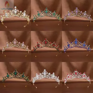 GILL Pha Lê Tiara, Phụ Kiện Tóc Kim Cương Giả Nữ Hoàng Vương Miện Công Chúa, Vintage Baroque Cô Dâu Băng Đô Quà Tặng Sinh Nhật