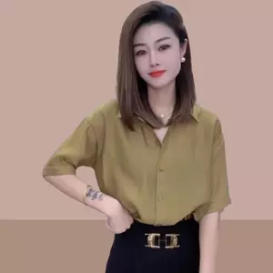 Áo sơ mi ngắn tay Niche Halter mùa hè 2026 Thiết kế sang trọng dáng rộng Phong cách phương Tây Che thịt Slimer Look Casual All @ -