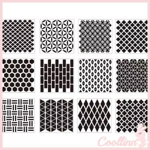 COO 12 Chiếc Nghệ Thuật Tường Lớp Mới Rỗng Stencils Dập Thêu Sò Dập Nổi Tranh Treo Tường Vẽ Trước Thước Mặt nạ