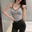8823 Hot Girl Sling Cổ Chữ V Dài Đẹp Lưng Áo Vest Có Miếng Lót Ngực Quấn Ngực Chống chói Bên Ngoài Mặc Đế Top 0GMS