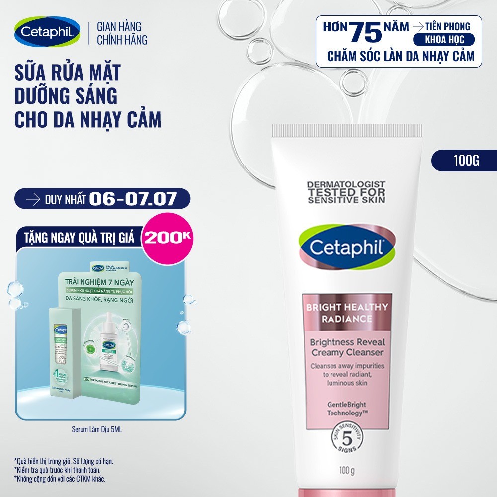 [LIVE] Sữa rửa mặt làm sáng dịu lành cho da nhạy cảm CETAPHIL BRIGHT HEALTHY RADIANCE CLEANSER 100G