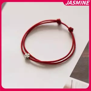 JASMINE Cỏ Ba Lá Bốn Lá Dây Mini Vòng Tay Luy Đỏ Handmade Dây Charm Vòng Tay JASMINE