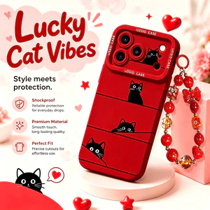 Ốp điện thoại hình mèo nhỏ màu đen có sẵn Mặt dây chuyền may mắn Thích hợp cho iPhone17promax Vỏ bảo vệ điện thoại Vỏ mềm dễ thương Thích hợp cho iPhone16pro Bao gồm tất cả 15 Chống va chạm 14 Shock @ -