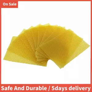 Bộ tờ sáp ong Bộ tờ sáp ong tự nhiên Bộ sáp ong Tấm tổ ong sáp ong cho thiết bị nuôi ong (13.3 X 9cm) 10 CÁI