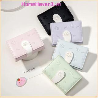 HOMEHAVEN Ví nhỏ ngắn dễ thương, Túi ID thời trang bé gái Ví in hình mèo con, Hộp đựng thẻ sinh viên có khóa dây đeo Túi đựng tiền nữ