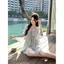 Váy voan dài tay cổ chữ V lười kiểu Pháp mùa hè Làm trắng da dáng rộng che thịt Retro nhẹ nhàng dáng ôm hơn Váy nghỉ mát nữ