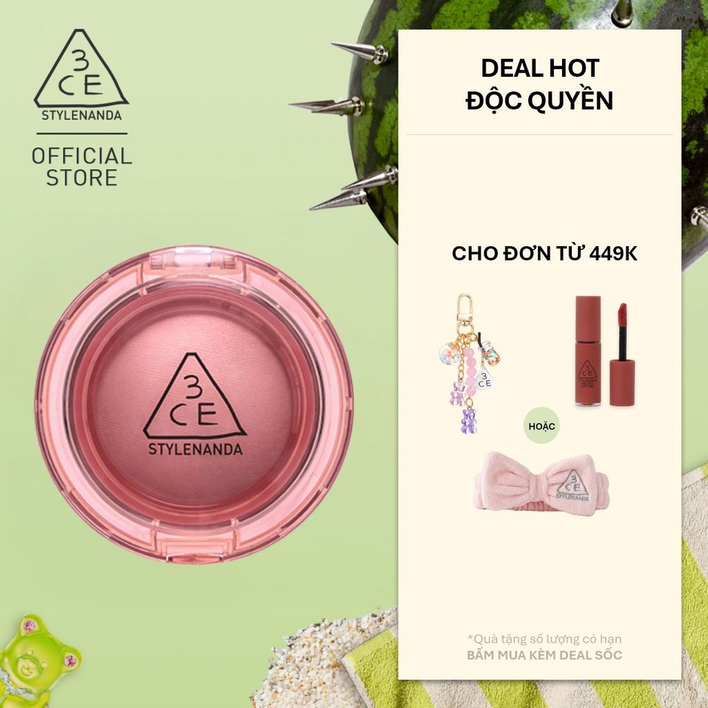 Phấn Má Hồng Dạng Thạch 3CE Bouncy Blur Balm Mịn Nhẹ, Dễ Tán, Không Bết Dính, Lớp Finish Tự Nhiên